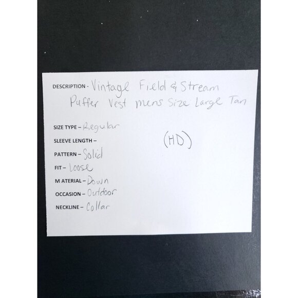 Field & Stream Gordon & Ferguson Tan Puffer Vest Mens Large Down Feathers Vintag - Picture 9 of 9